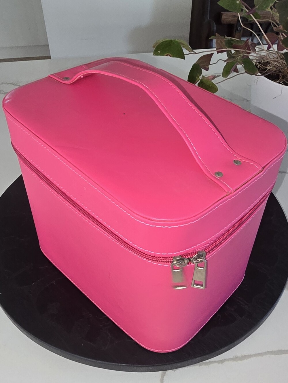 Vibrant Hot Pink Travel Makeup Bag & Cosmetic Train Case